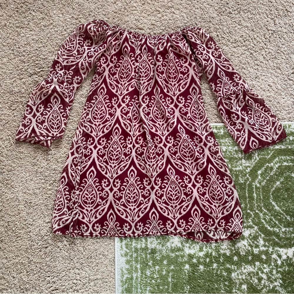 Boho Blu Off The Shoulder Red Dress